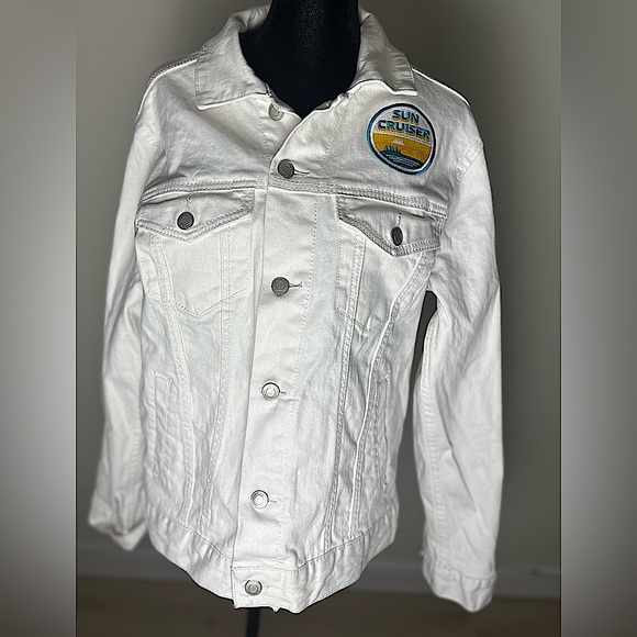 SUN CRUISER White Cotton Button Up Jacket Women’s Size Medium - Picture 1 of 11